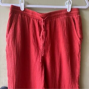 Sincerely Jules crinkle gauze pants junior large persimmon orange beach boho